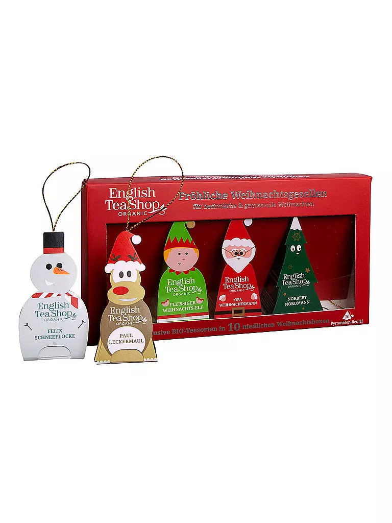 ENGLISH TEA SHOP | Joyeux compagnons de Noël Coffret cadeau de thé 10 sachets pyramidaux | Multicolore