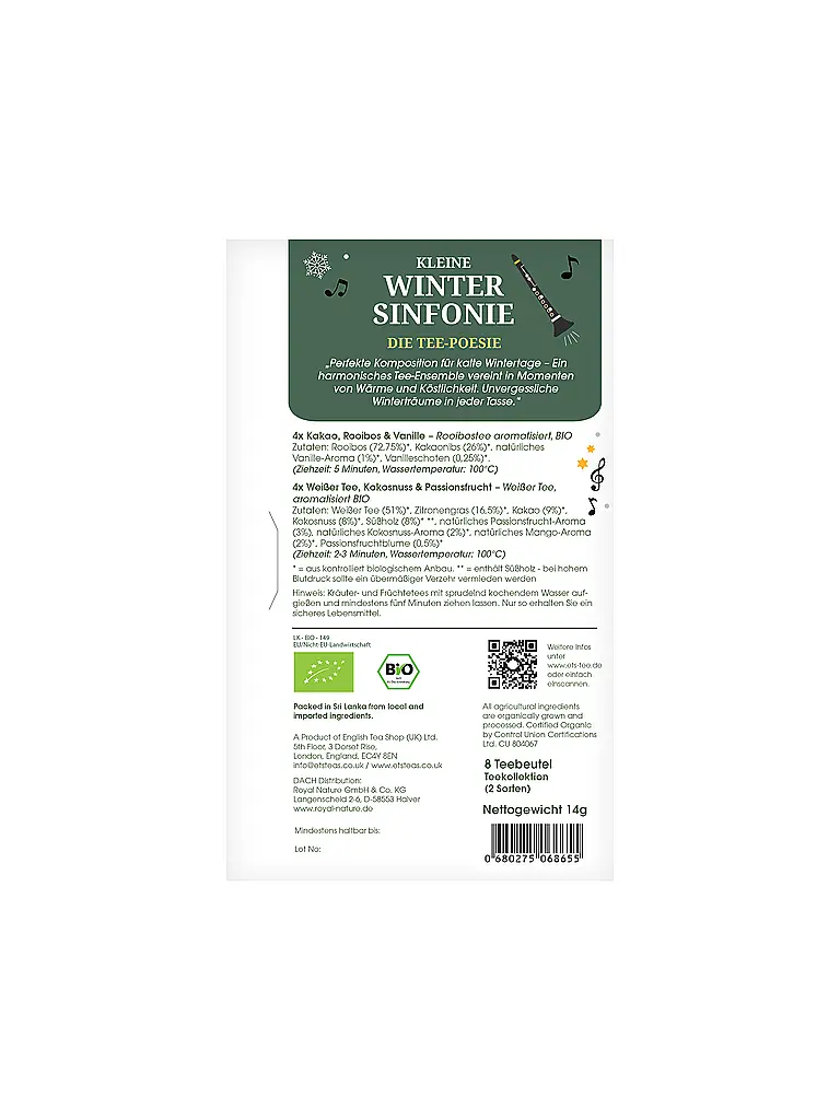 ENGLISH TEA SHOP | Thé d'hiver 8 sachets Symphonie d'hiver Blanc | 