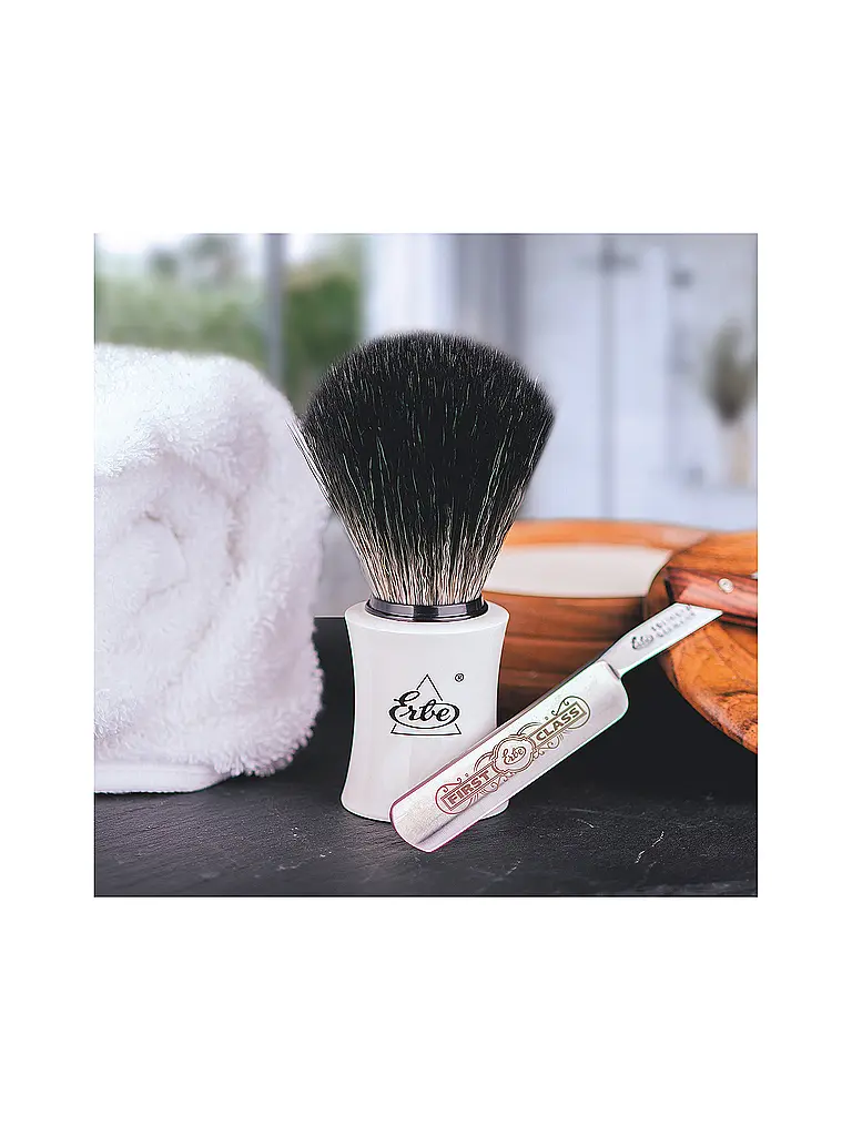 ERBE | Blaireau de rasage, synthétique, blanc, taille M | 