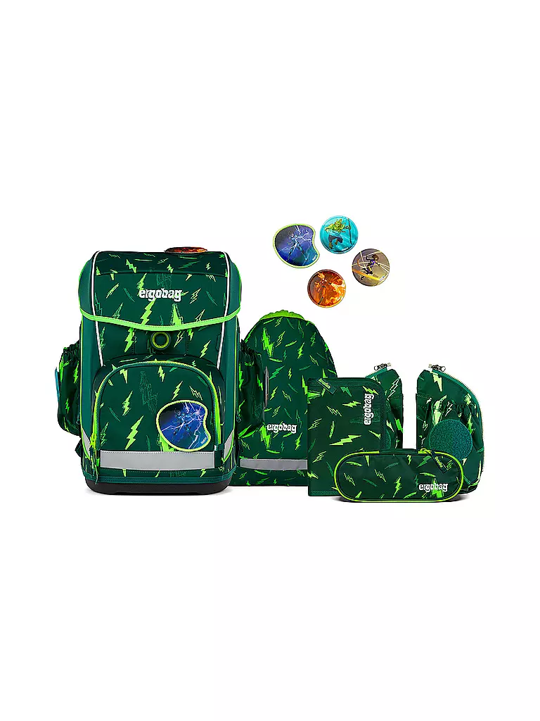 ERGOBAG | Ensemble de cartable 6 pièces CUBO LIGHT Bärtastisch | Vert foncé
