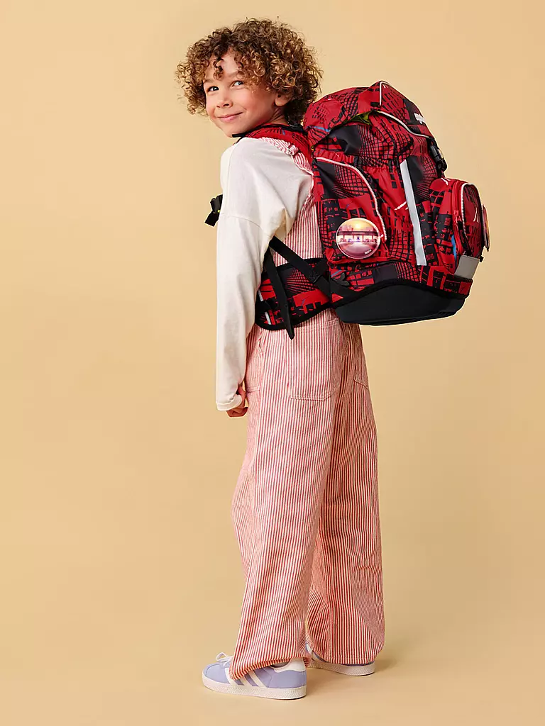 ERGOBAG | Ensemble de cartable 6 pièces PACK AlerteIncendie | Rouge