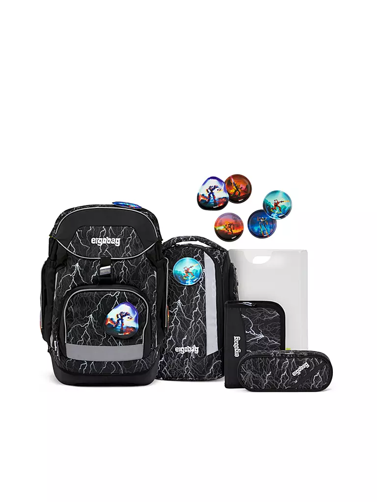 ERGOBAG | Ensemble de cartables 6 pièces PACK Reflex Glow - Super ReflektBär | schwarz