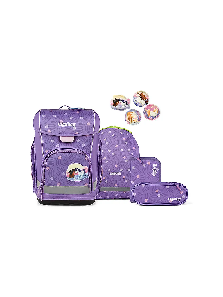 ERGOBAG | Schultaschen Set 5tlg CUBO LIGHT PonyBäradies | Lilas