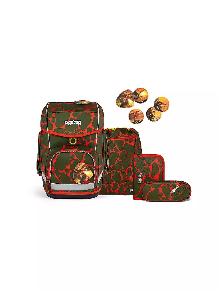ERGOBAG | Set de cartable 5 pièces CUBO Lumi FeuerspeiBär | Olive