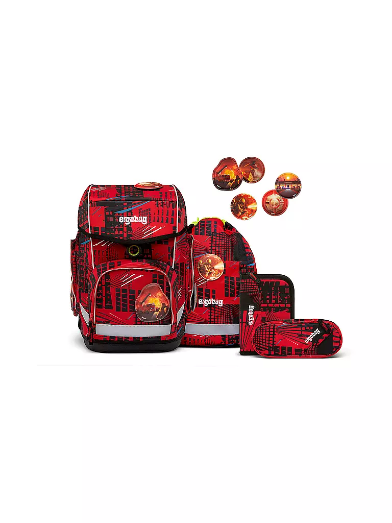 ERGOBAG | Set de cartables 5 pièces CUBO - AlerteIncendie | rot