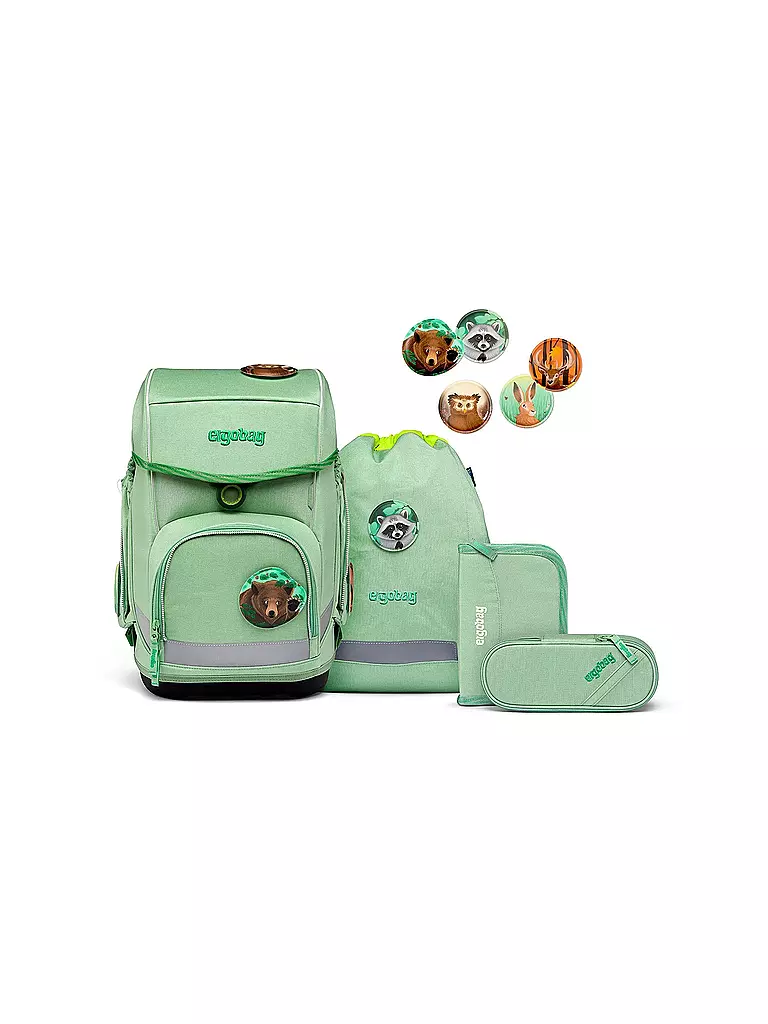 ERGOBAG | Set de cartables 5 pièces CUBO Eco Hero - WaldBärwohner | Vert clair