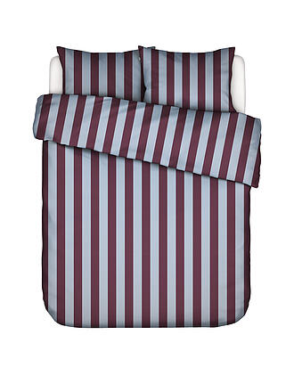 ESSENZA | Parure de lit en satin MINTE STRIPE 70x90/140x200cm Mauve Wine/Ice Blue