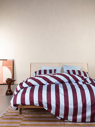 ESSENZA | Parure de lit en satin MINTE STRIPE 70x90/140x200cm Mauve Wine/Ice Blue