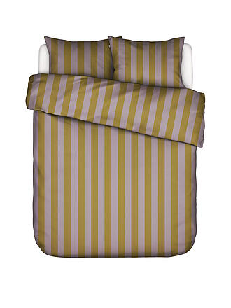 ESSENZA | Parure de lit en satin MINTE STRIPE 70x90/140x200cm Violet pâle/Olive