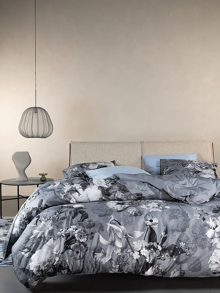 ESSENZA | Housse de couette en satin 70x90cm / 140x200cm FLOOR Global Grey | Gris clair