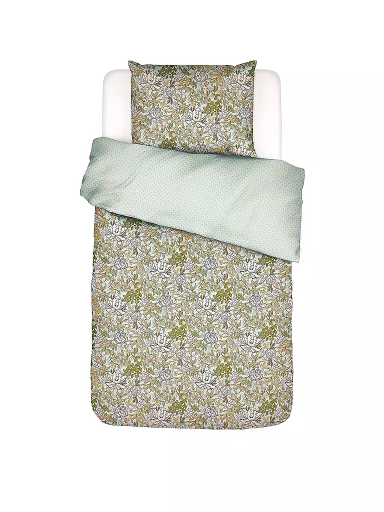 ESSENZA | Housse de couette en satin 70x90cm / 140x200cm Ophelia Hazy Blue | Vert clair