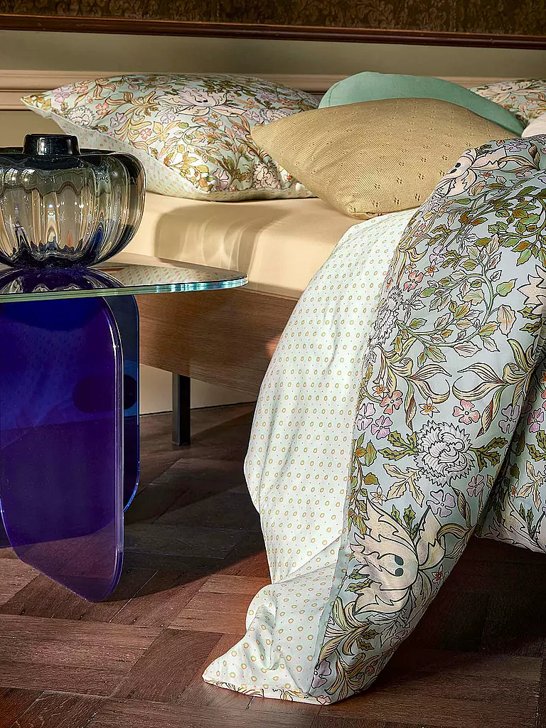 ESSENZA | Housse de couette en satin 70x90cm / 140x200cm Ophelia Hazy Blue | Vert clair