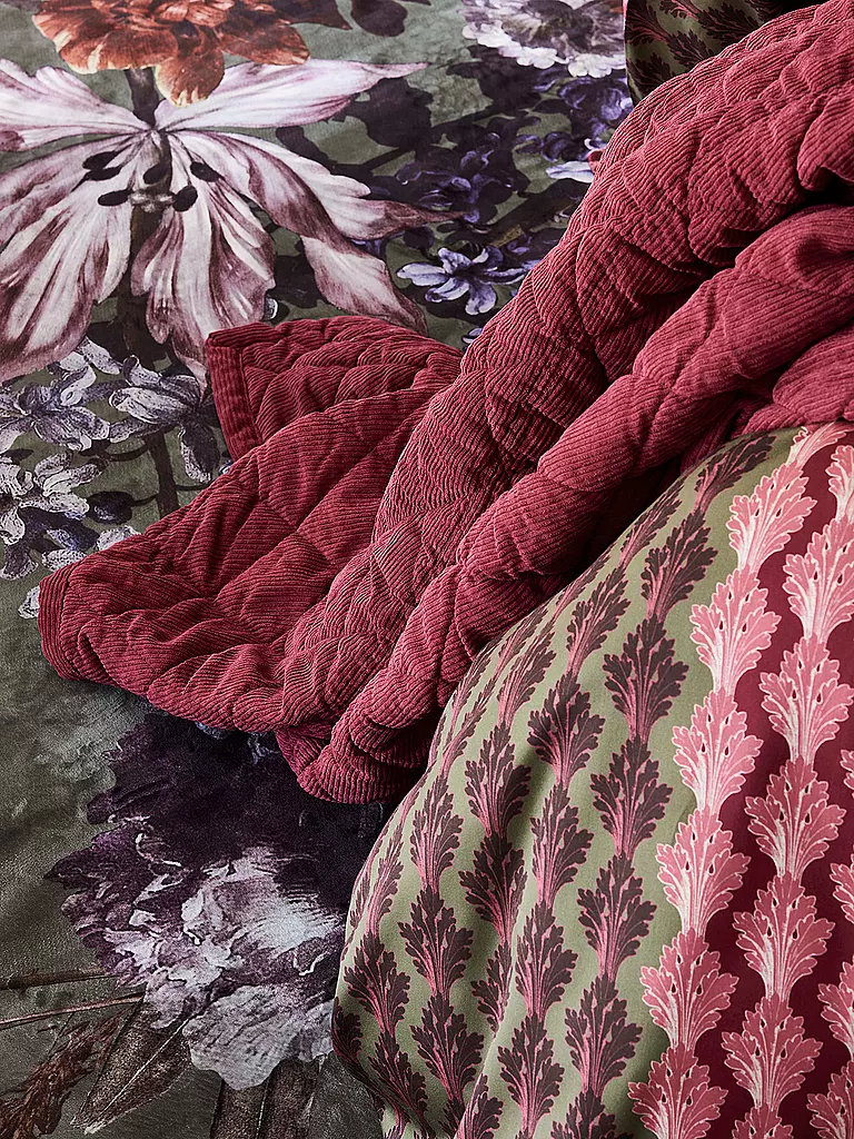 ESSENZA | Housse de couette en satin 70x90cm/140x200cm TESSE Rouge Cerise | 
