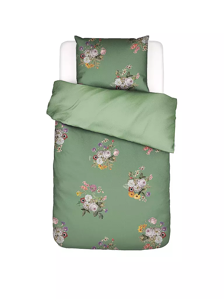 ESSENZA | Housse de couette en satin LAURINE 70x90cm/140x200cm Vert Shale | dunkelgrün