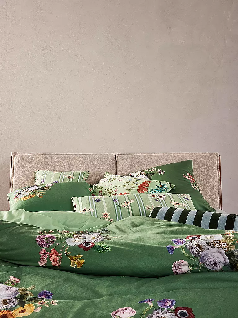 ESSENZA | Housse de couette en satin LAURINE 70x90cm/140x200cm Vert Shale | dunkelgrün
