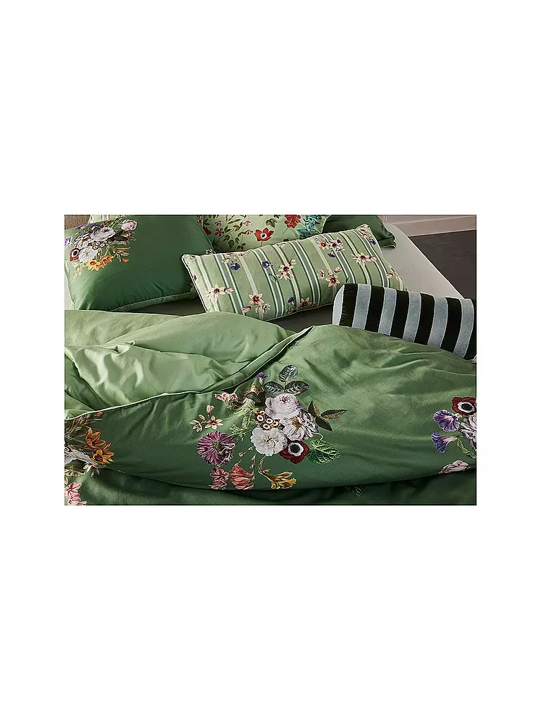 ESSENZA | Housse de couette en satin LAURINE 70x90cm/140x200cm Vert Shale | 
