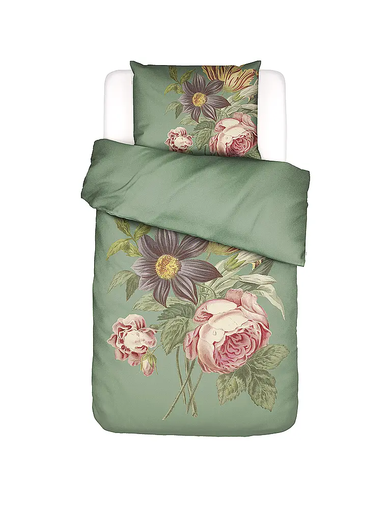 ESSENZA | Linge de lit en satin 70x90cm / 140x220cm MADIA Vert Basilic | olive