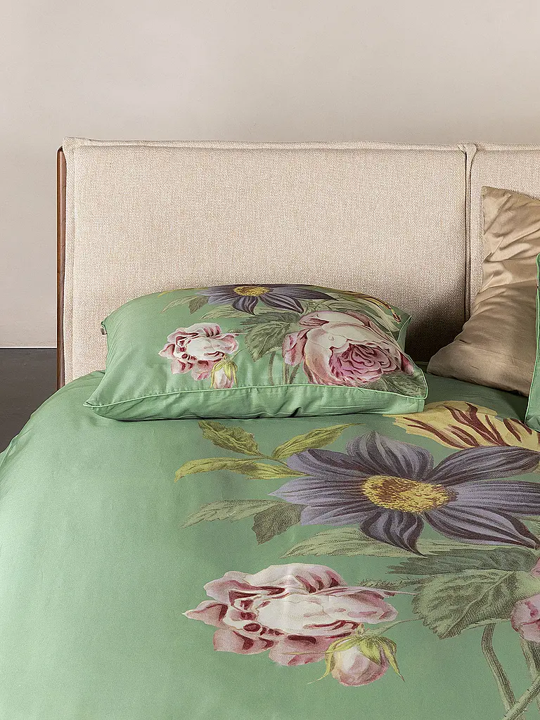 ESSENZA | Linge de lit en satin 70x90cm / 140x220cm MADIA Vert Basilic | 
