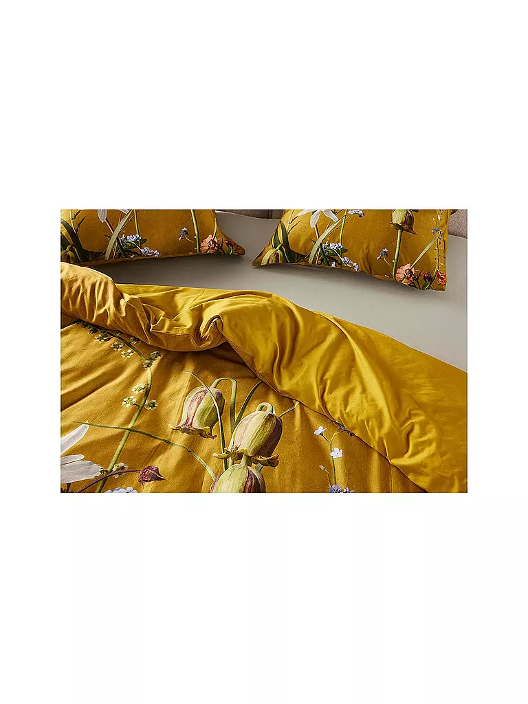 ESSENZA | Linge de lit en satin FABRICE 70x90cm/140x200cm Fleur Ocre | 