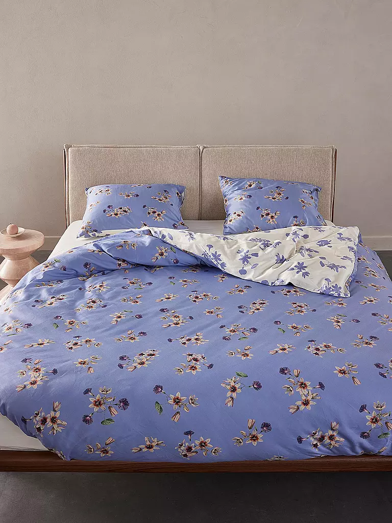 ESSENZA | Linge de lit en satin FIORA 70x90cm/140x200cm Lavande Bleu | lila