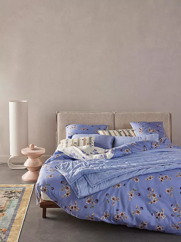 ESSENZA | Linge de lit en satin FIORA 70x90cm/140x200cm Lavande Bleu | 