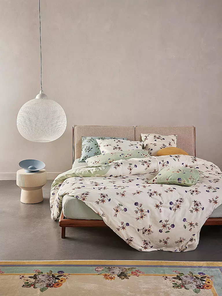 ESSENZA | Linge de lit en satin FIORA 70x90cm/140x200cm Vanille | beige