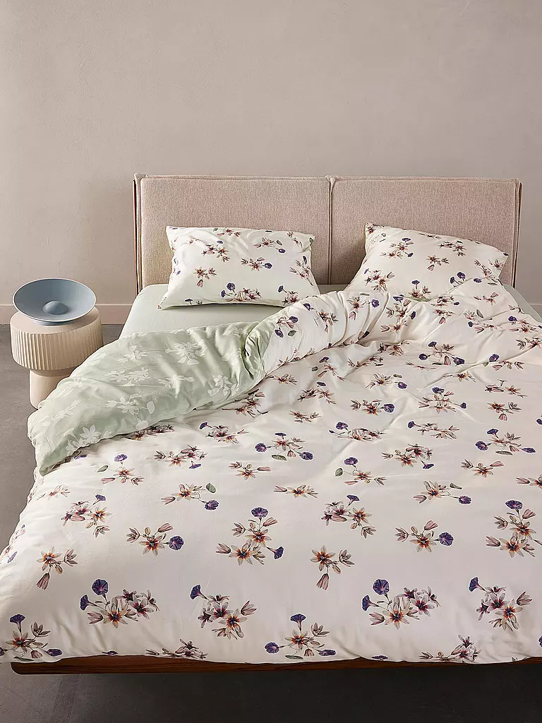 ESSENZA | Linge de lit en satin FIORA 70x90cm/140x200cm Vanille | beige