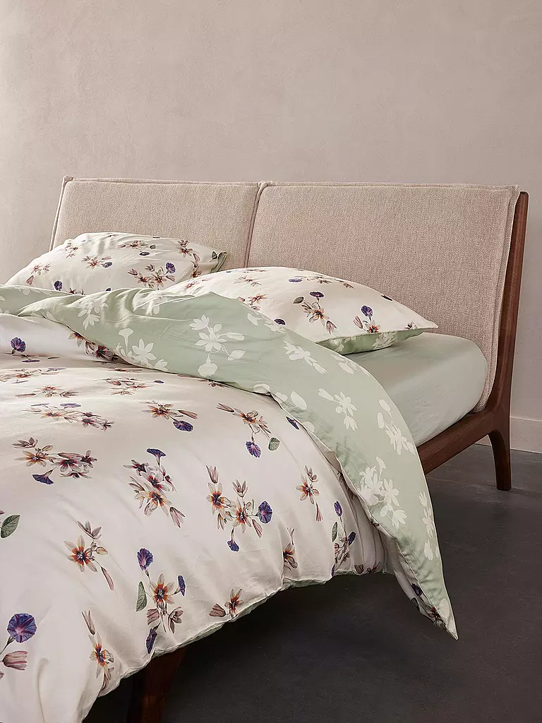 ESSENZA | Linge de lit en satin FIORA 70x90cm/140x200cm Vanille | beige