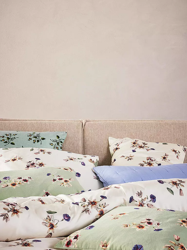 ESSENZA | Linge de lit en satin FIORA 70x90cm/140x200cm Vanille | beige
