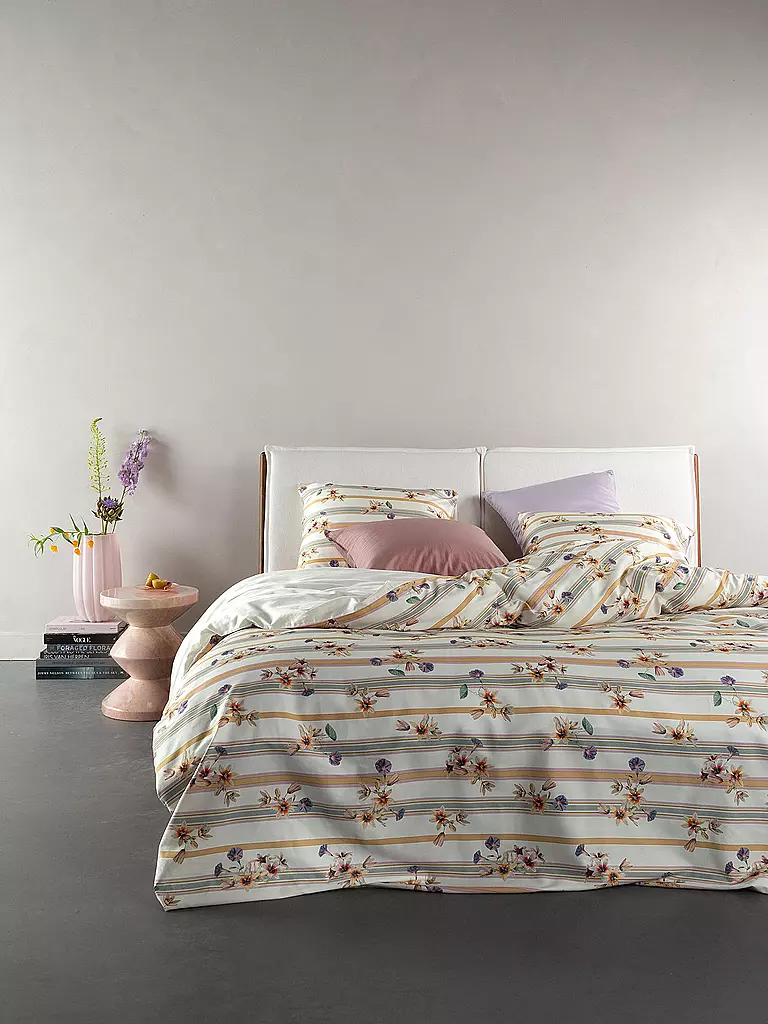 ESSENZA | Linge de lit en satin ROSELINA 70x90cm/140x200cm Vanille | Beige