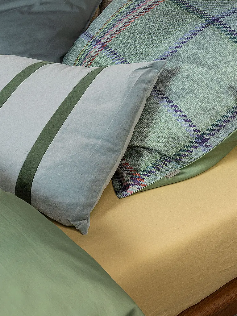 ESSENZA | Linge de lit en twill 70x90cm / 140x200cm MEAU Vert Basilic | Vert clair