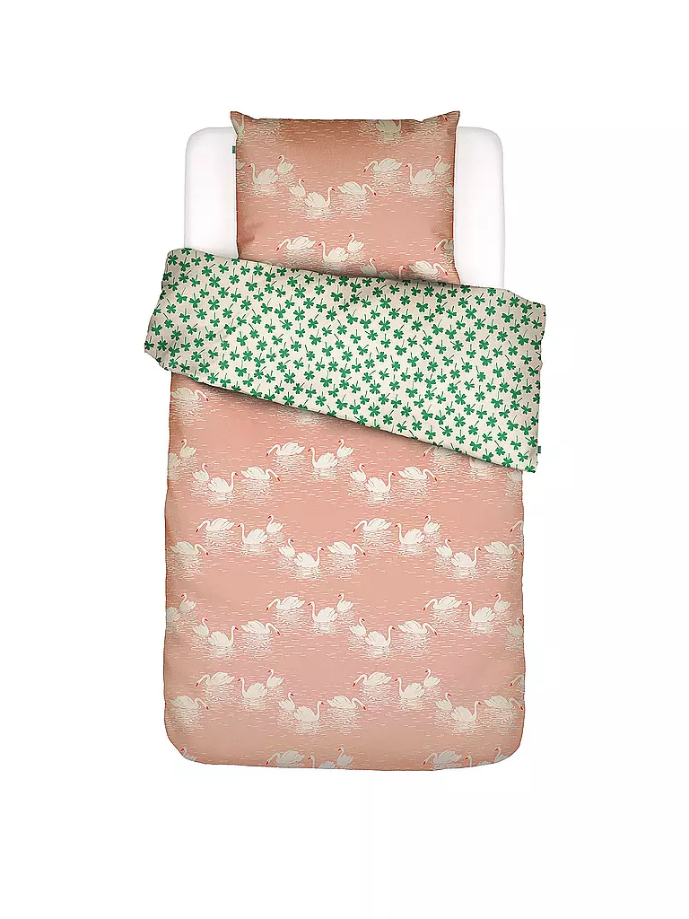 ESSENZA | Parure de lit en percale SWAN LAKE 70x90cm/140x200cm Misty Rose | rosa