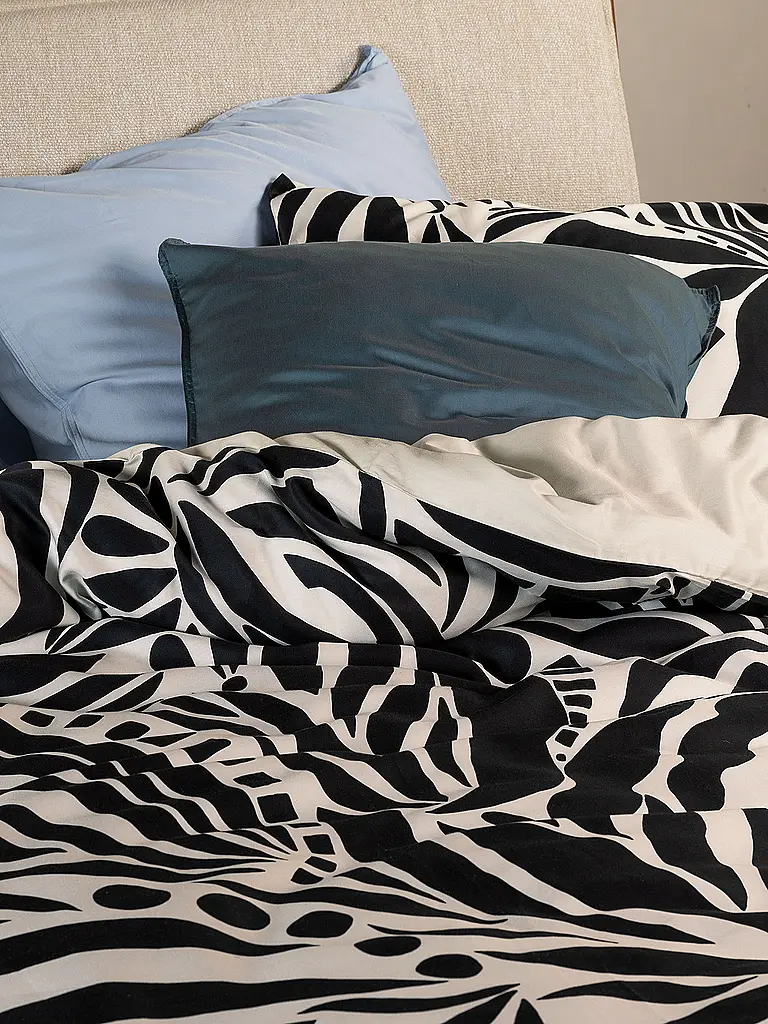 ESSENZA | Parure de lit en satin 2x 70x90cm / 140x200cm ALLORI Anthracite | 