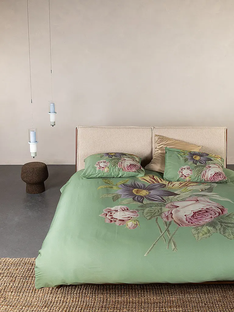 ESSENZA | Satin Bettwäsche 2x 70x90cm / 140x200cm MADIA Basil Green | Olive
