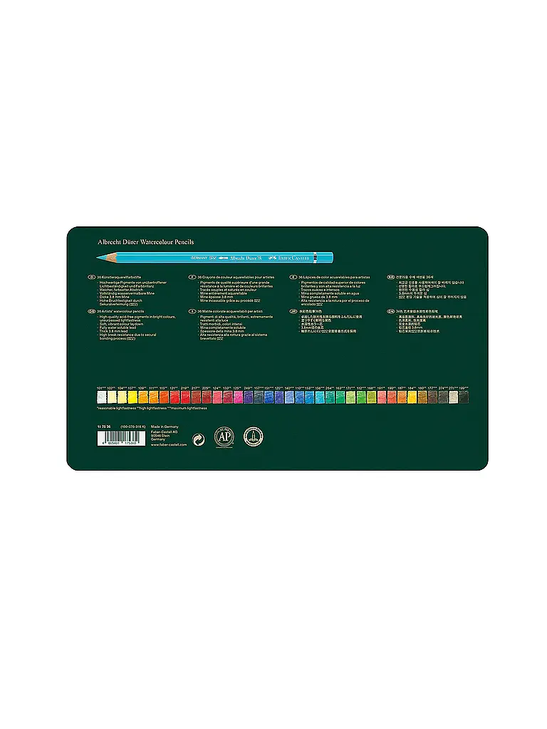 FABER-CASTELL | Albrecht Dürer Aquarellstift 36er Metalletui | Vert foncé
