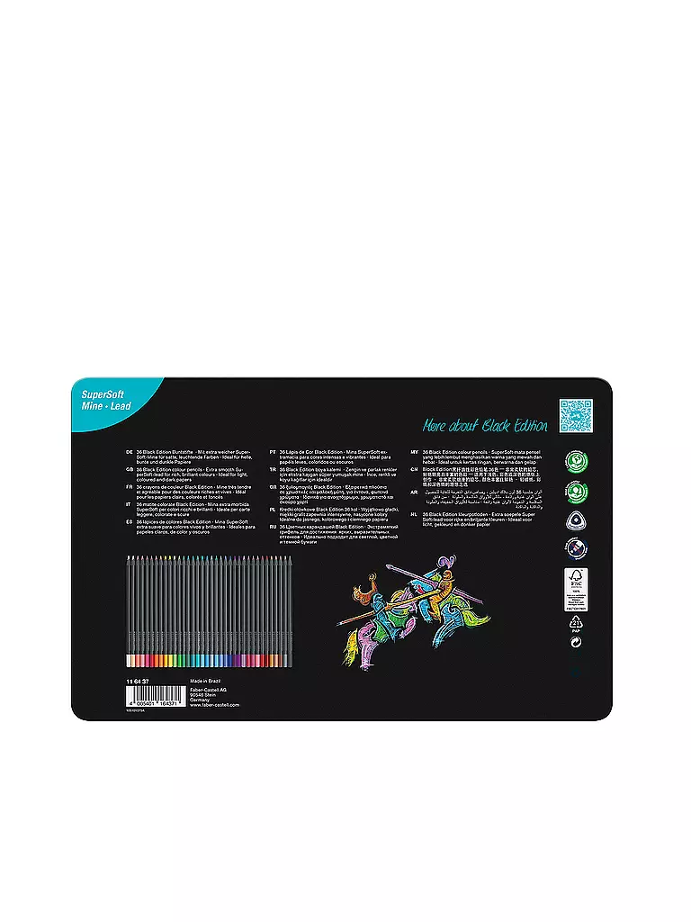 FABER-CASTELL | Black Edition Buntstifte 36er Metalletui | Noir