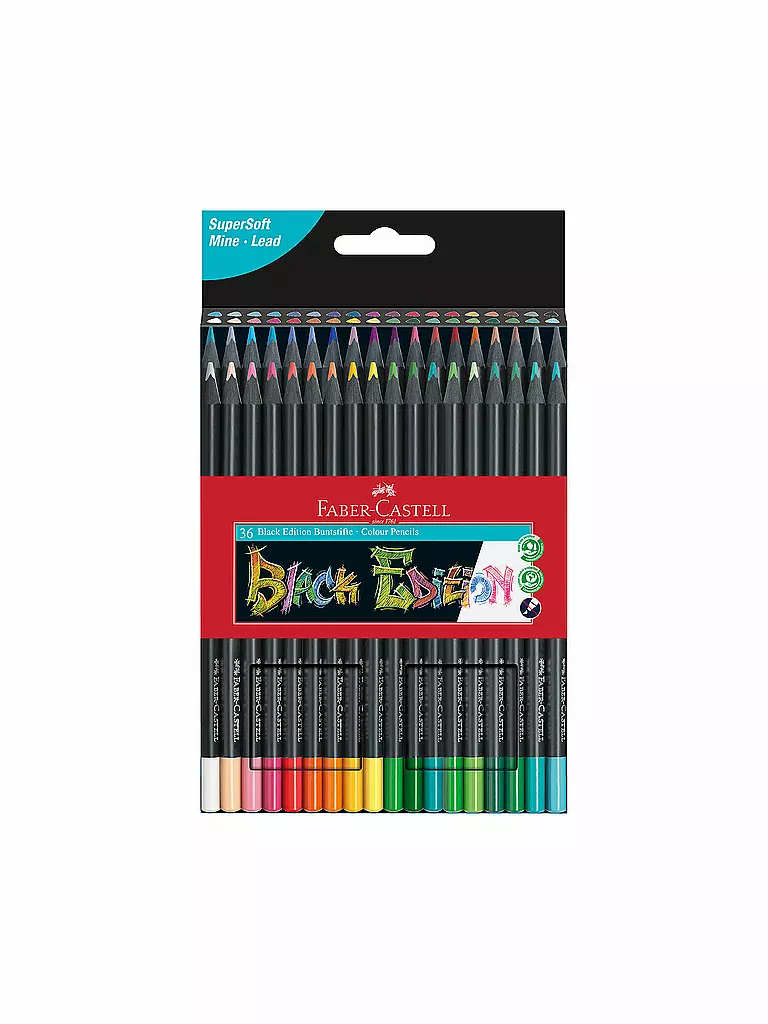 FABER-CASTELL | Black Edition Crayons de couleur, étui en carton de 36 | keine Farbe