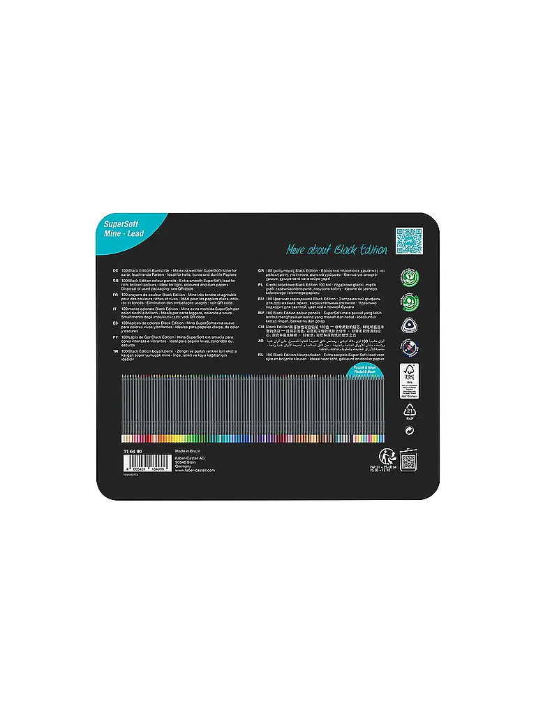 FABER-CASTELL | Bundstifte Black Edition 100er Metalletui | Noir