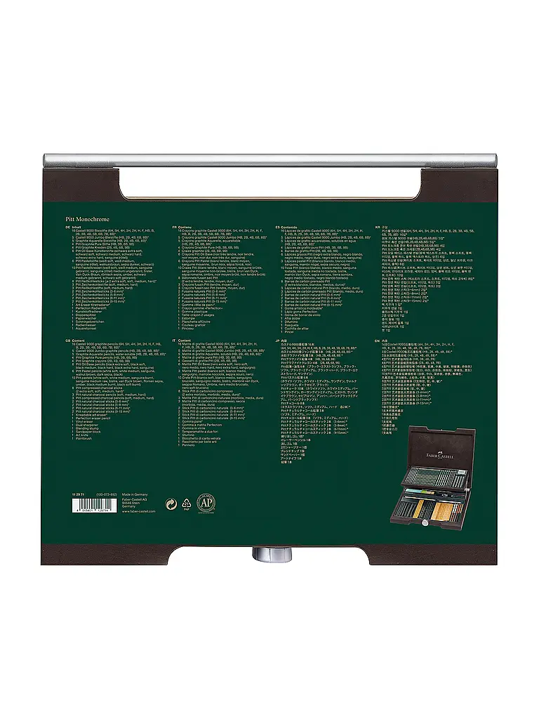 FABER-CASTELL | Coffret en bois Pitt Monochrome 86 pièces | Marron