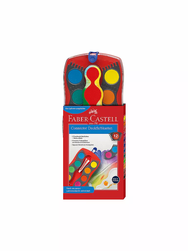 FABER-CASTELL | Connector Deckfarbkasten, rouge, 12 couleurs | keine Farbe
