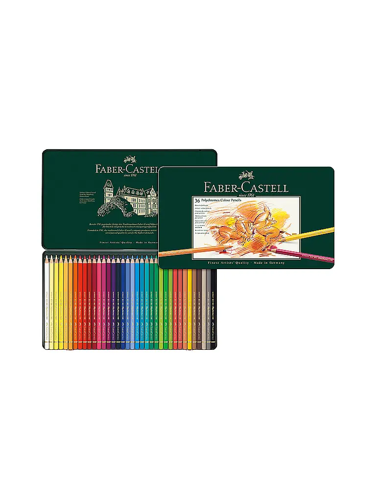 FABER-CASTELL | Crayon de couleur Polychromos, étui métallique de 36 | Vert foncé