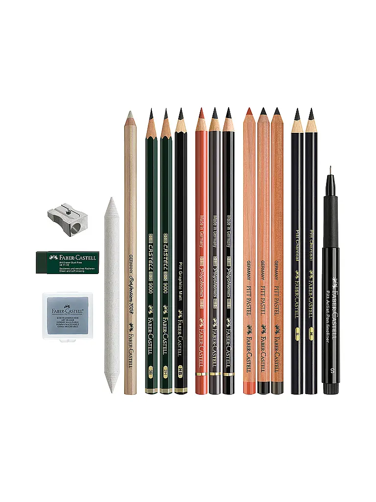 FABER-CASTELL | Crayons de couleur, set de découverte 17 pièces, produits d'art secs | Vert foncé