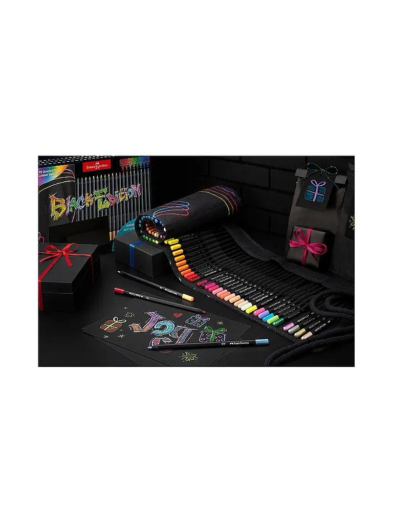 FABER-CASTELL | Crayons de couleur Black Edition, étui à crayons 72 couleurs | Noir