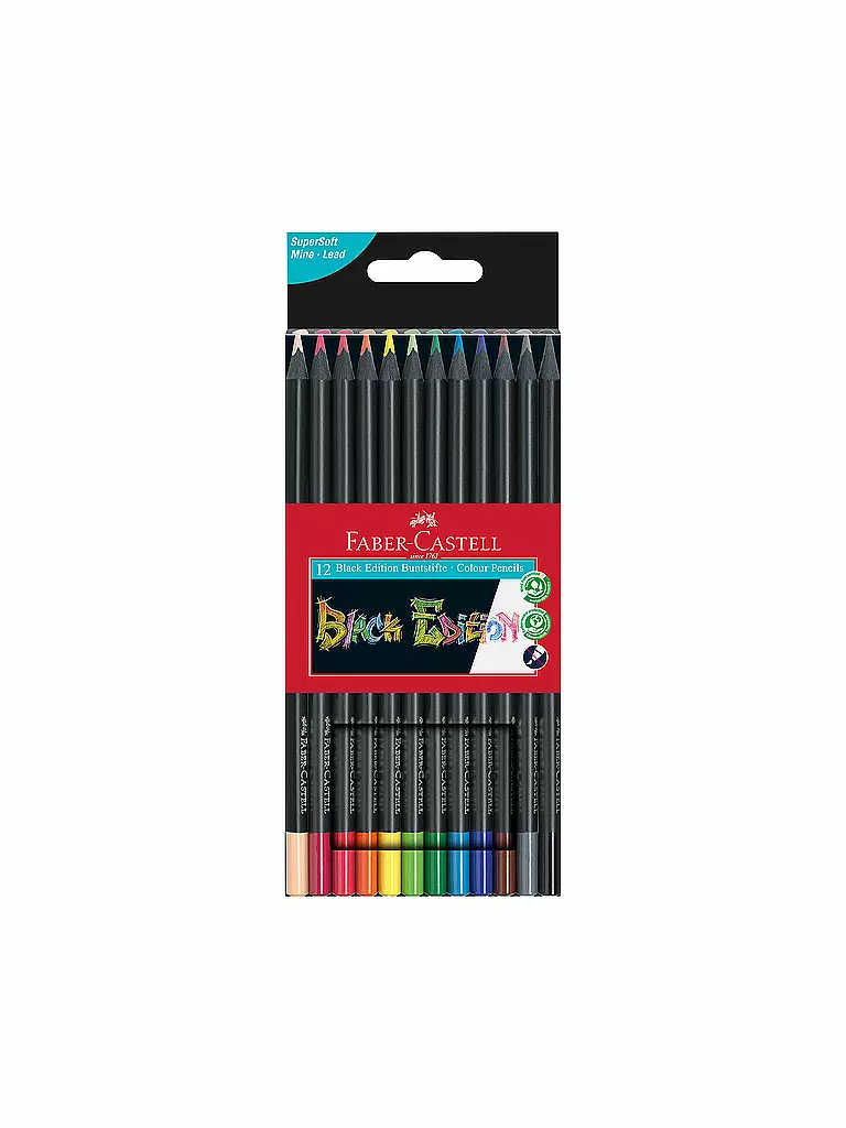 FABER-CASTELL | Crayons de couleur Black Edition, étui carton de 12 | keine Farbe