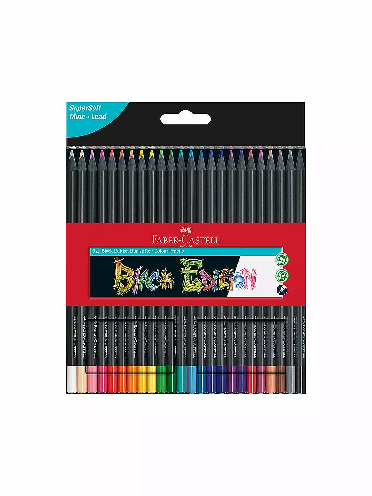 FABER-CASTELL | Crayons de couleur Black Edition, étui carton de 24 | keine Farbe
