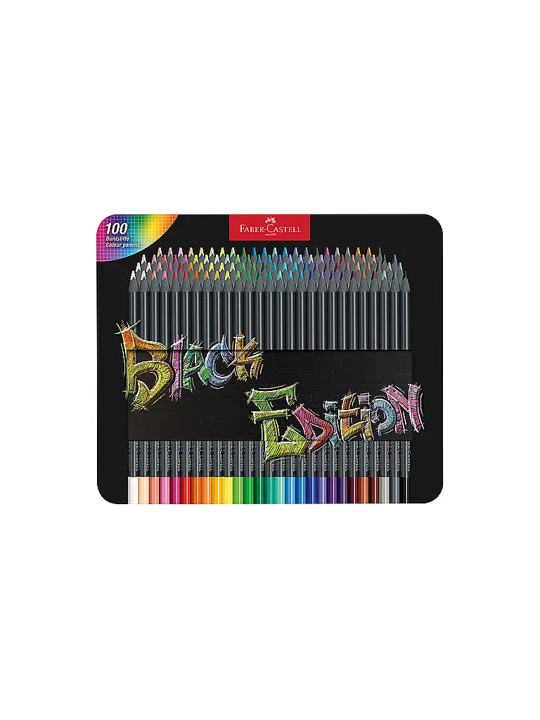 FABER-CASTELL | Crayons de couleur Black Edition, étui métallique de 100 | 