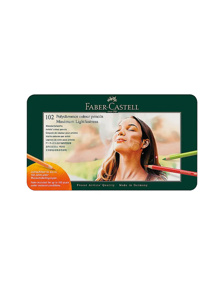 FABER-CASTELL | Crayons de couleur Polychromos 102 pièces, étui en métal | 