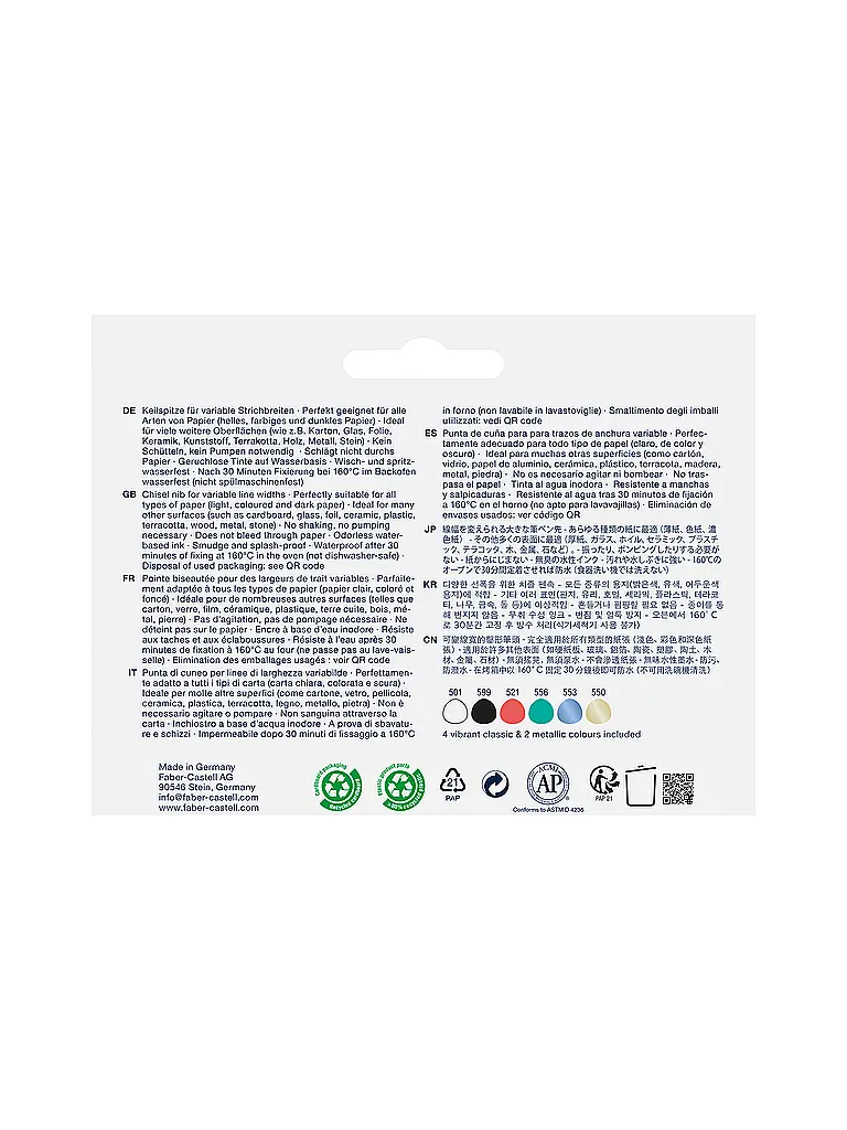 FABER-CASTELL | Gofa Marqueur créatif Étui de 6 Calli | Multicolore