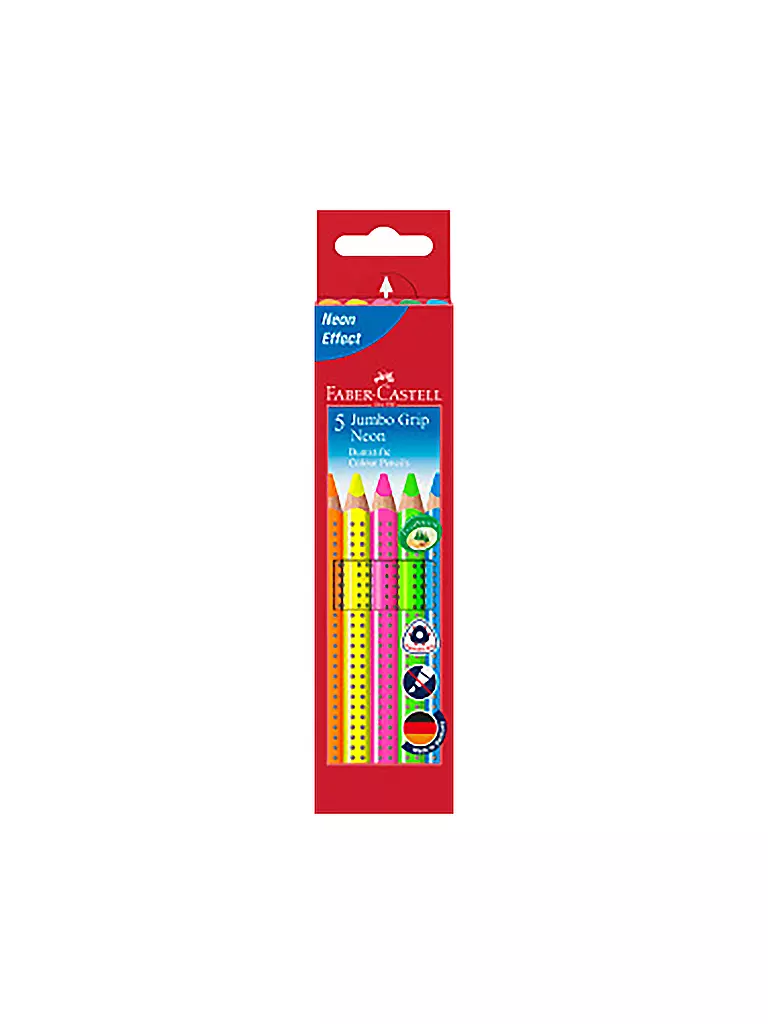 FABER-CASTELL | Jumbo Grip Neon Crayon de couleur Étui carton de 5 | keine Farbe