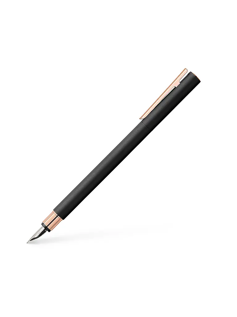 FABER-CASTELL | Neo Slim Stylo plume en métal, largeur de plume M, noir et or rose | Noir